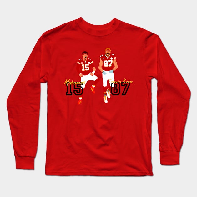 Mahomes 15 and Travis Kelce 87 Long Sleeve T-Shirt by Mic jr